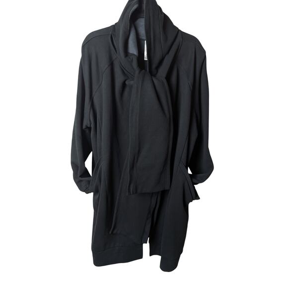 NWT Fabletics Geri Long Wrap Scarf Cardigan Black Large - Picture 2 of 8